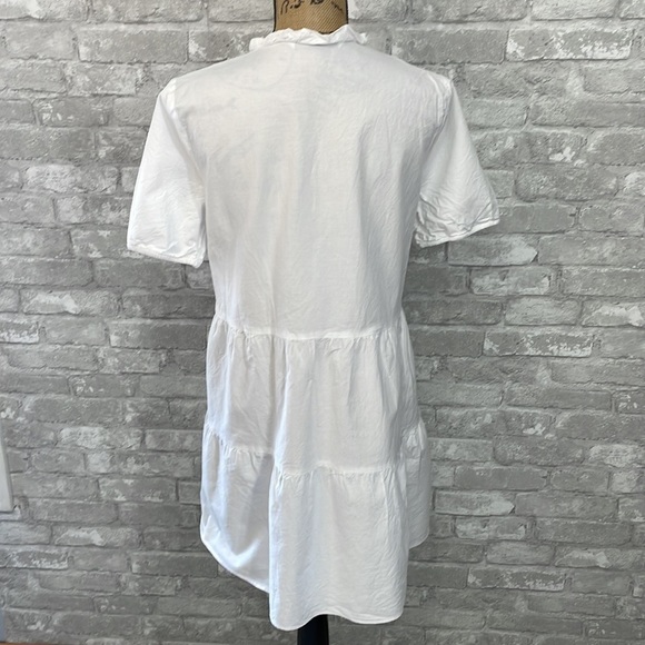 Zara White Ruffle Button Dress - Picture 3 of 5